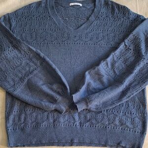 Elegant Blue V-Neck Sweater for Women